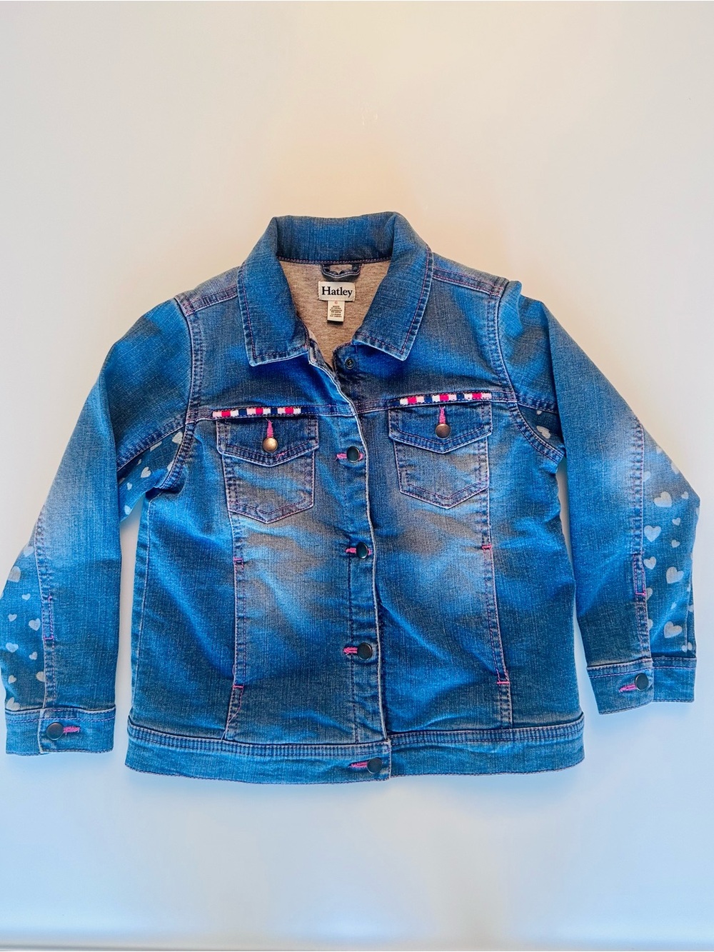 Hatley Blue Denim Jacket with Heart Sleeve Accents